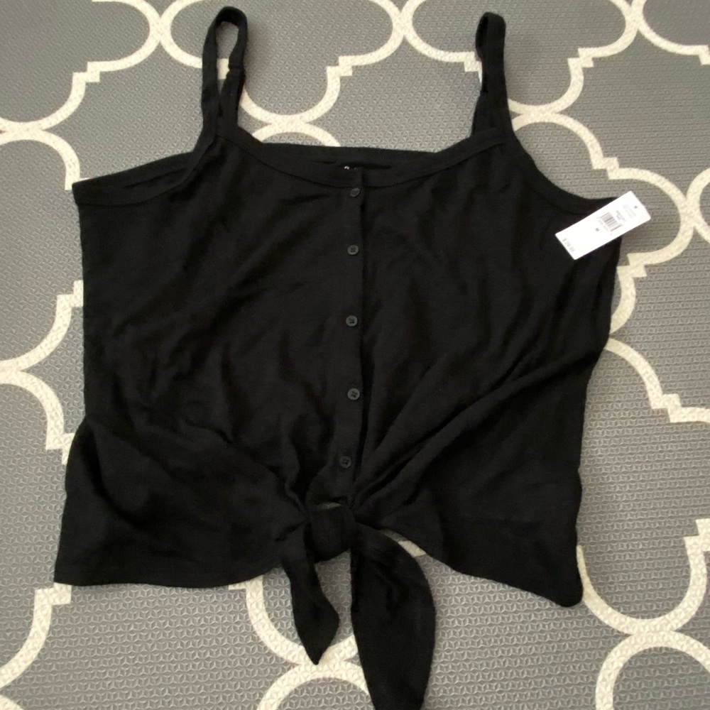 GAP Black Tie-Front Crop Tank Top